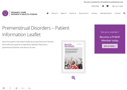 Premenstrual Disorders – Patient Information Leaflet