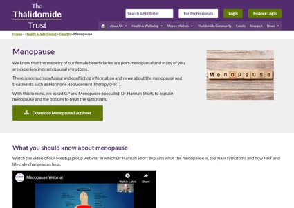 The Thalidomide Trust: Menopause