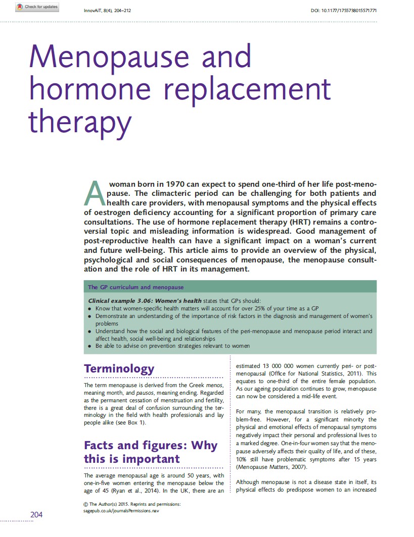 Menopause and hormone replacement therapy